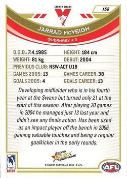 2006 Select AFL Supreme #168 Jarrad McVeigh Back